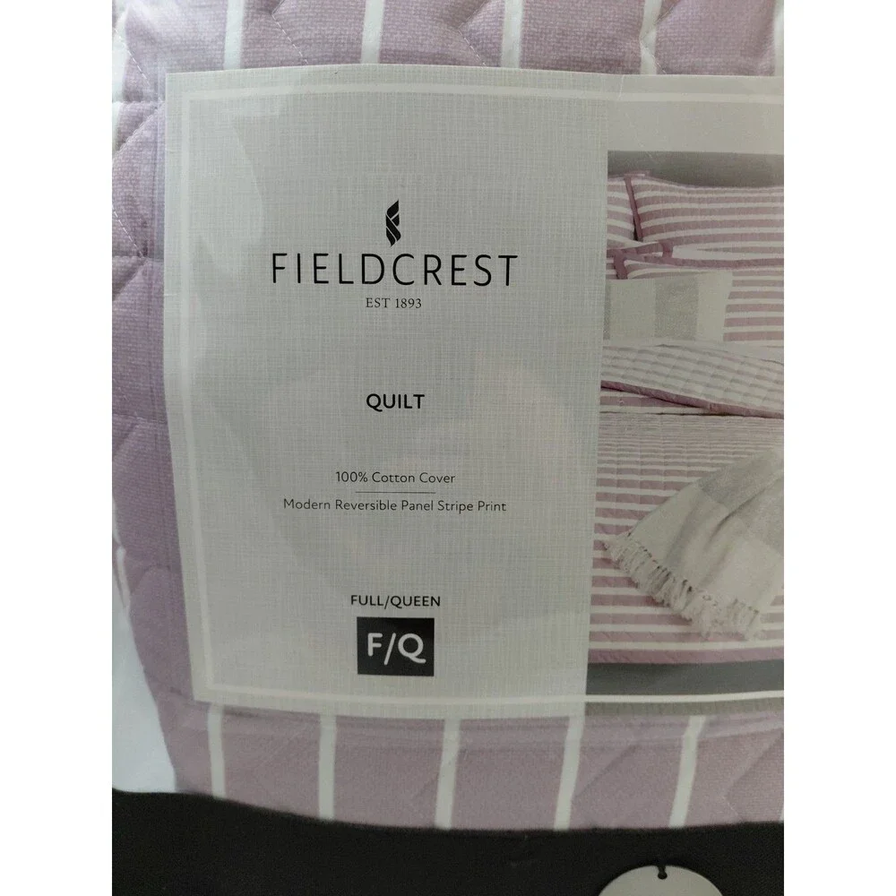 FIELDCREST Elderberry Purple Stripe Full/ Queen Bed Quilt, 90x96in $170 Retail